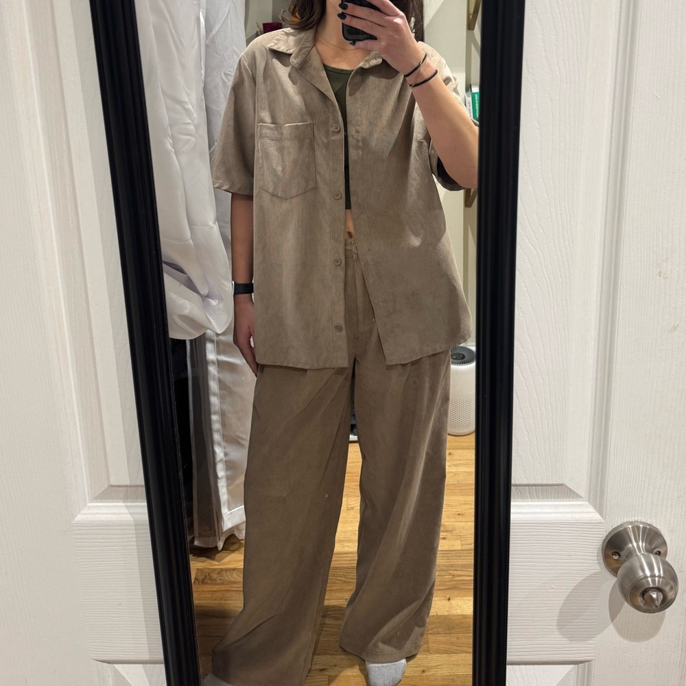 ASOS Brown Corduroy Button Down Shirt (matching set)